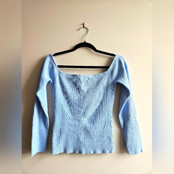 2/$20 4th + Reckless - Light Blue Ribbed Long Sleeve Top - Size Large - Picture 5 of 5